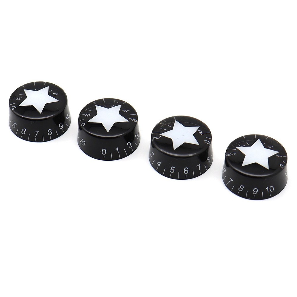 4Pcs Inlaid Star Acrylic Guitar Knobs Push-in Volume Amplifier Audio Knobs Black