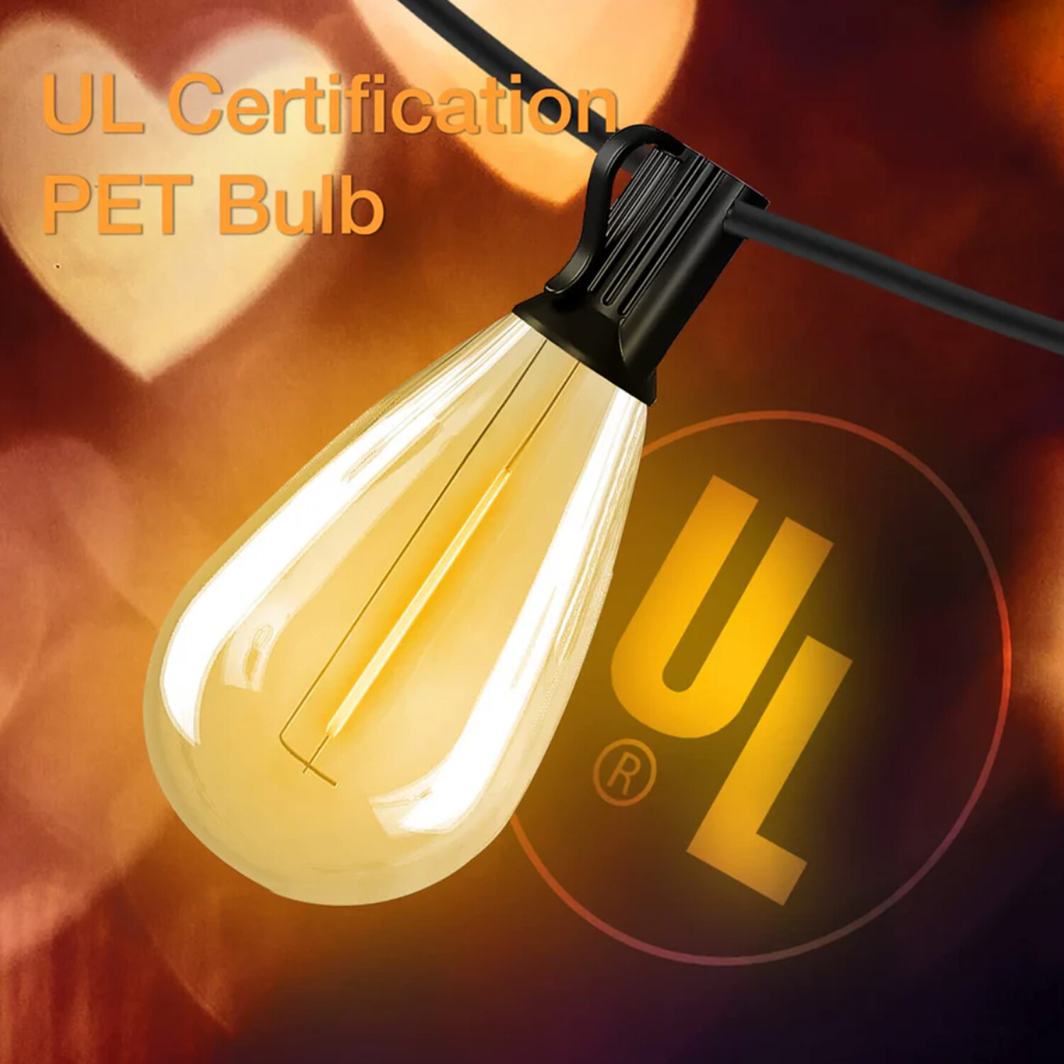 LED Outdoor String Lights, ST38 LED Patio Lights with E12 Edison Vintage Bulbs