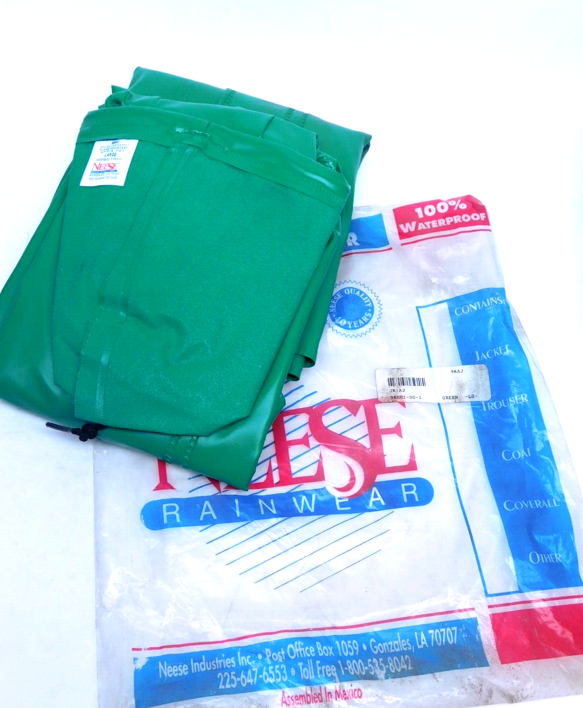 Neese 96-AJ GREEN Flame Resistant PVC/Polyester Chem Shield Jacket with Hood (HR