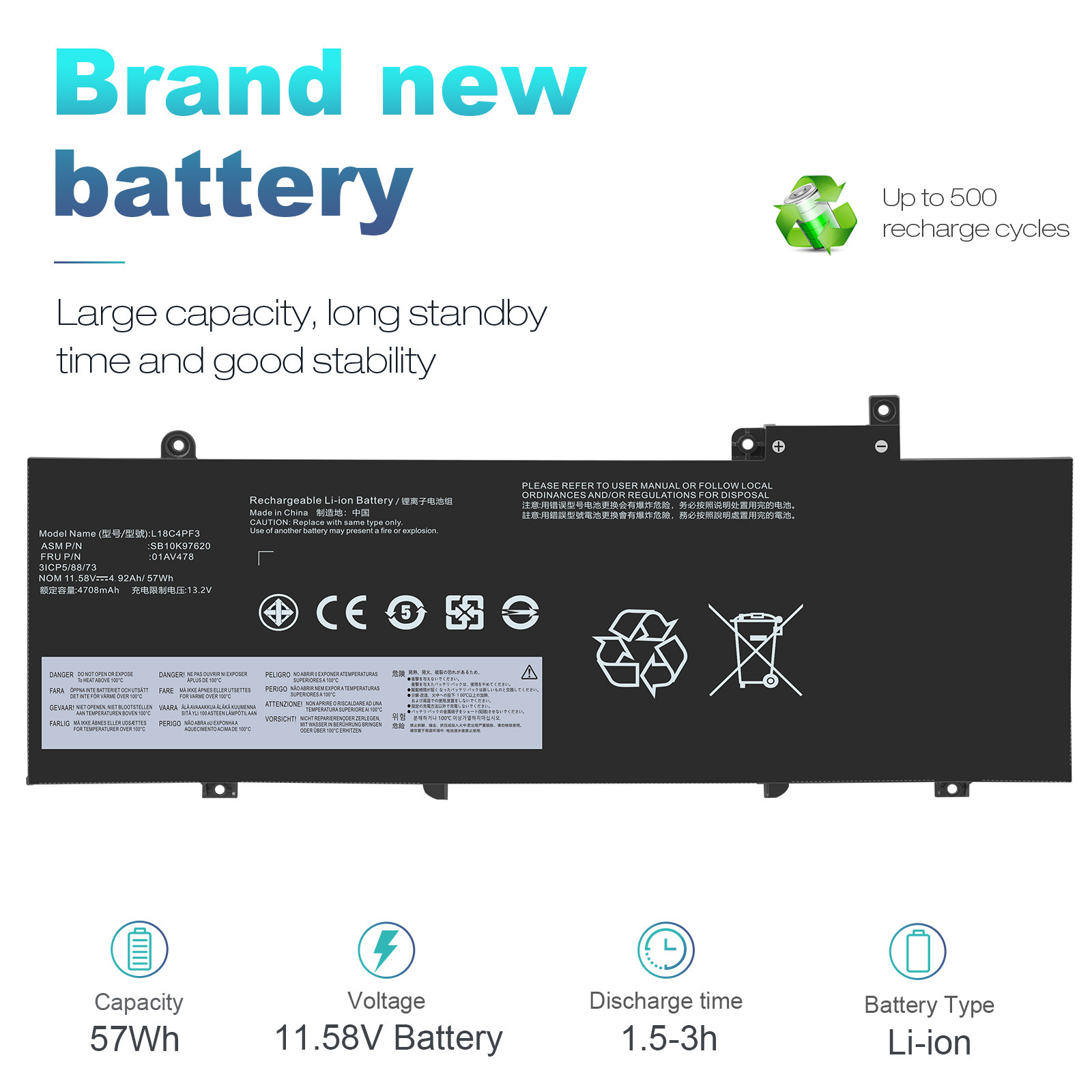 Lot 01AV478 Battery For Lenovo ThinkPad T480s 01AV479 01AV480 L17L3P71 L17M3P71