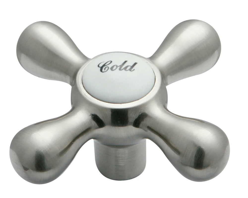 LARGE BRASS CROSS HANDLE COLD - BRUSHED NICKEL