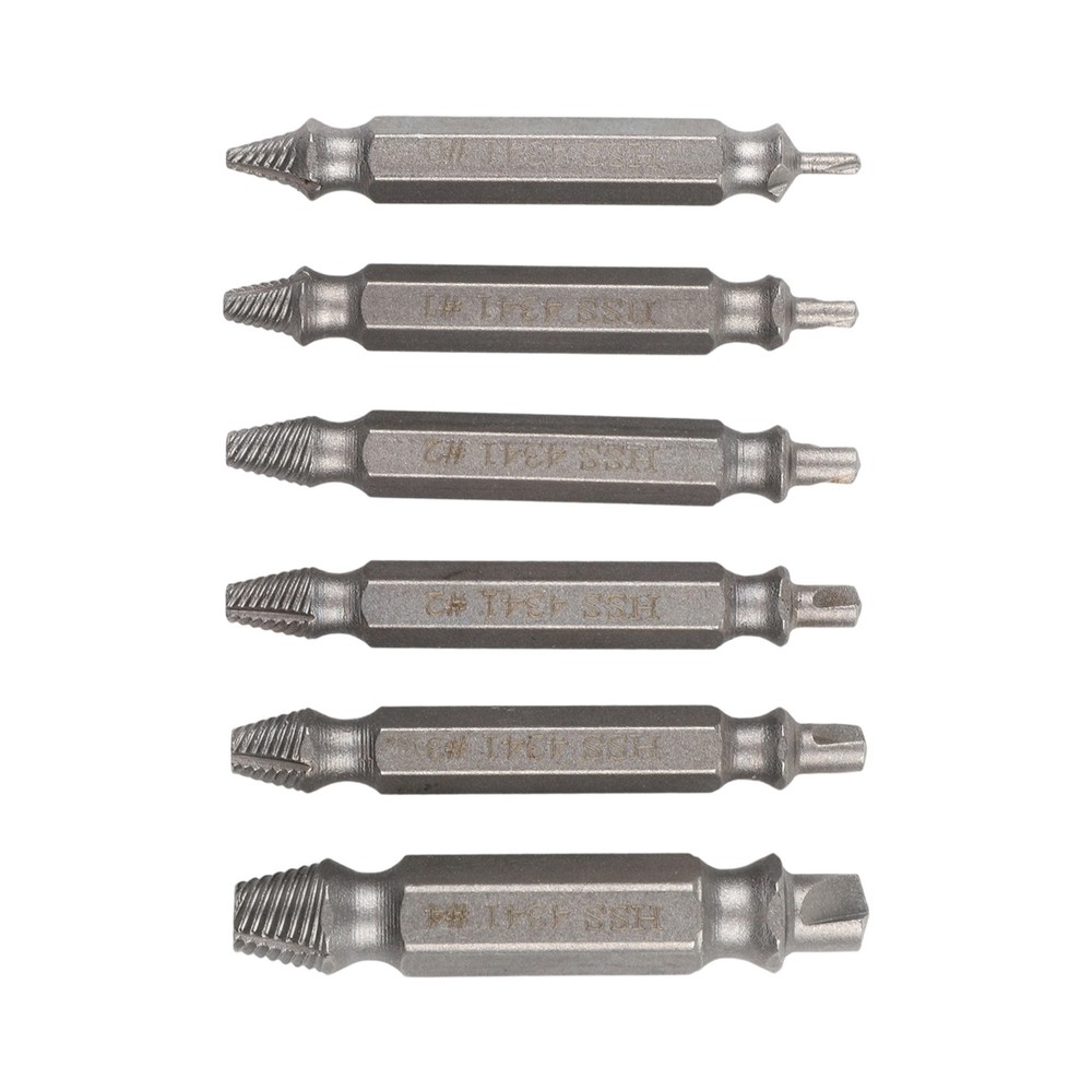 6PCS Screw Extractor Out Drill Bits Tool Set Broken Bolts Remover Protable