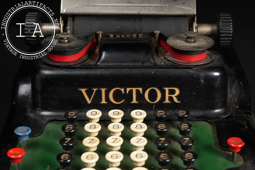 Vintage Mechanical Adding Machine with Paper Roll by Victor