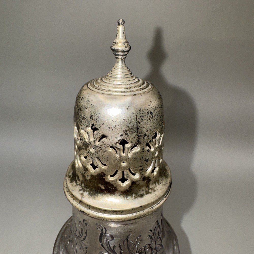 Raimond Silver Plated Muffineer Sugar Shaker Pierced Dome Top Etched Japan Vtg