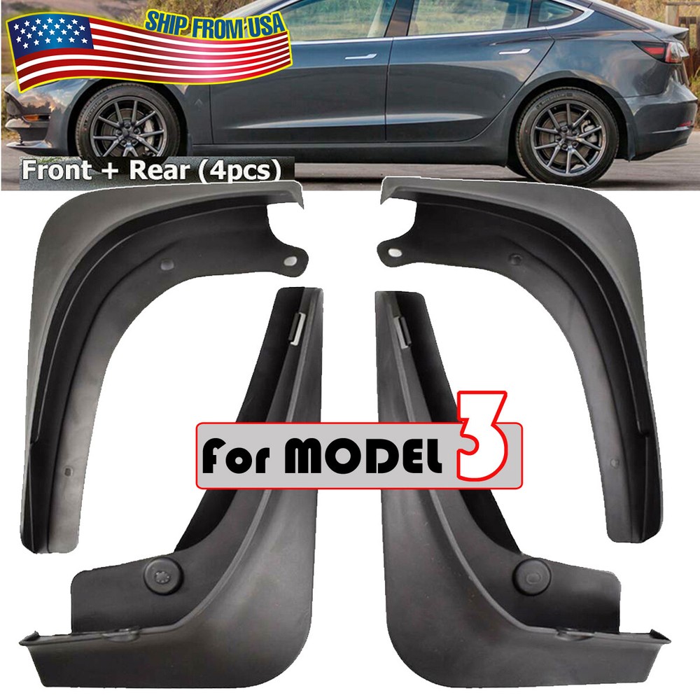 No Drilling Required,SET Mud Flaps Car Splash Guards for Tesla Model 3 2017-2023