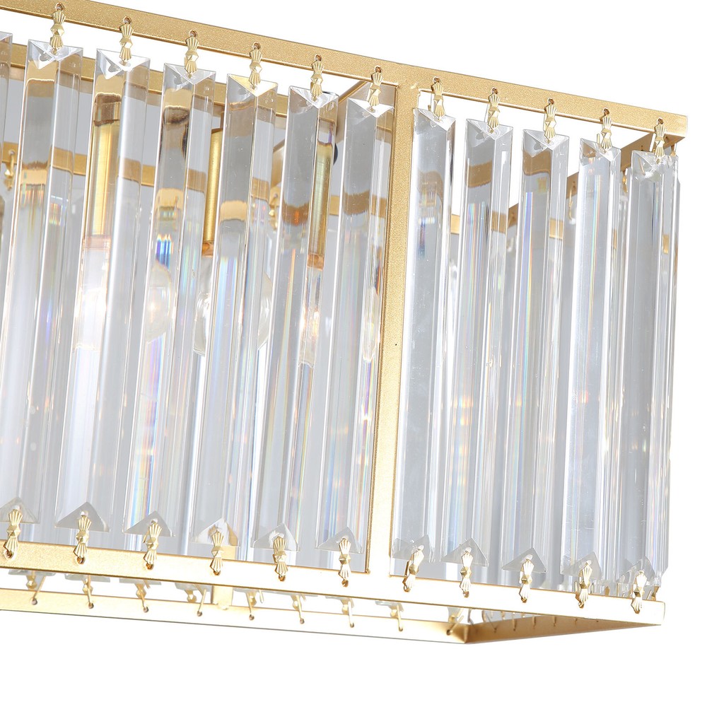 Modern 33.5" Rectangular Crystal Chandelier Pendant Lamp Ceiling-Light Fixture