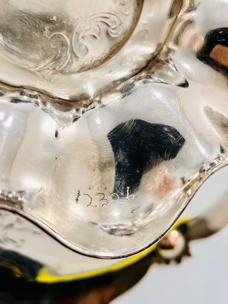 Vintage Silver Plate Ornate Embossed Footed Serving Dish Bowl 11.75" #12326