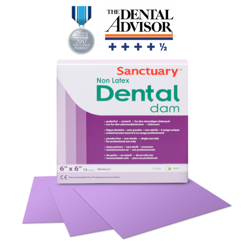 6"x6" NON LATEX Sanctuary Dental Rubber Dam Medium Mint 15 SHEET LATEX FREE