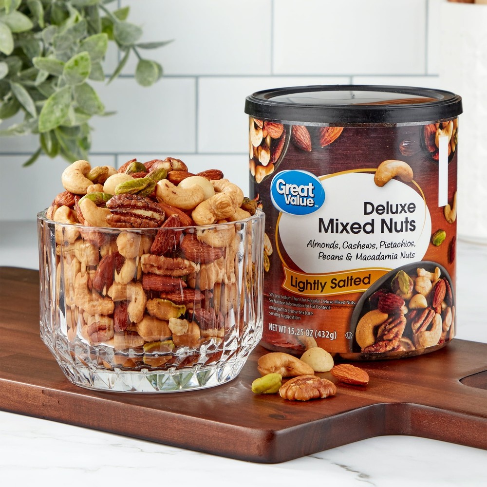Great Value Lightly Salted, Deluxe Mixed Nuts, 15.25 oz 2 PACK..
