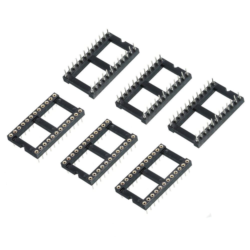 6 Pack DIP IC Chip Socket Adapter Round Pin 24P 2.54mm Pitch IC Socket