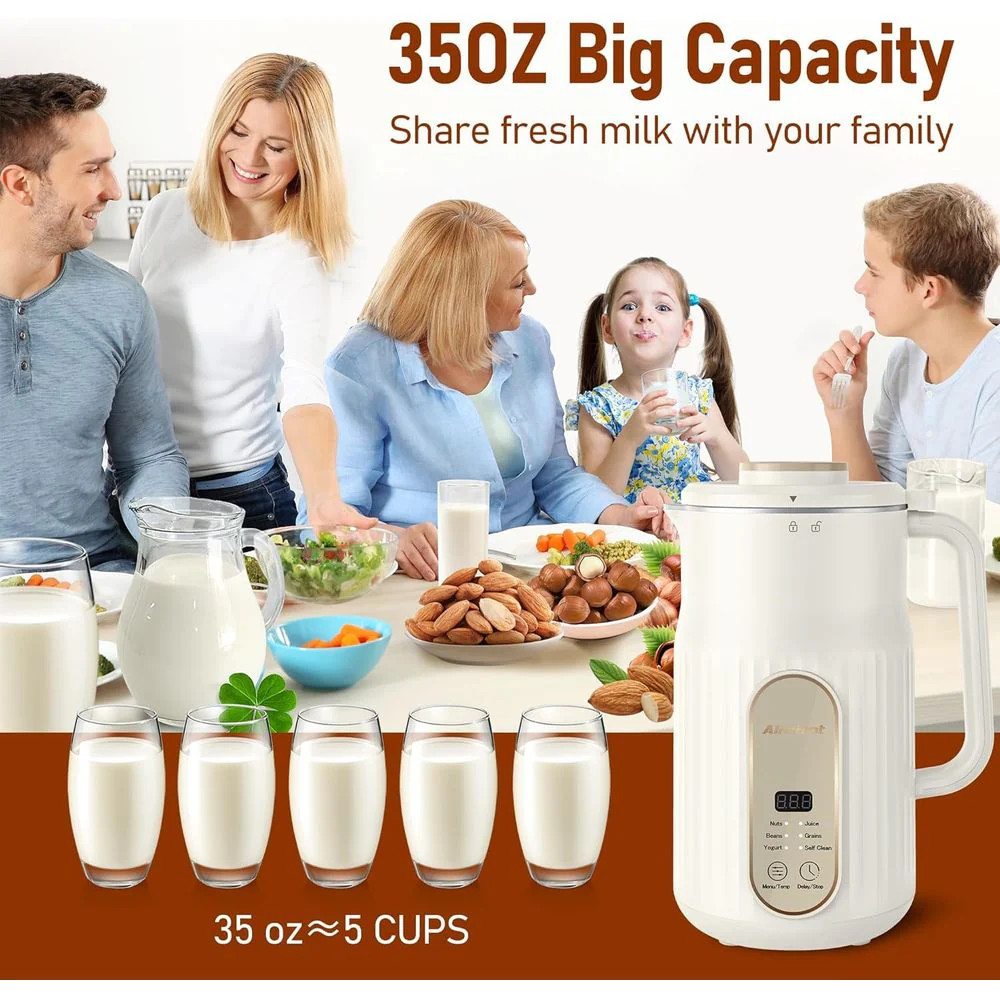 Nut Milk Maker, Automatic Plant-Based Milk Machine, 35oz Capacity, White