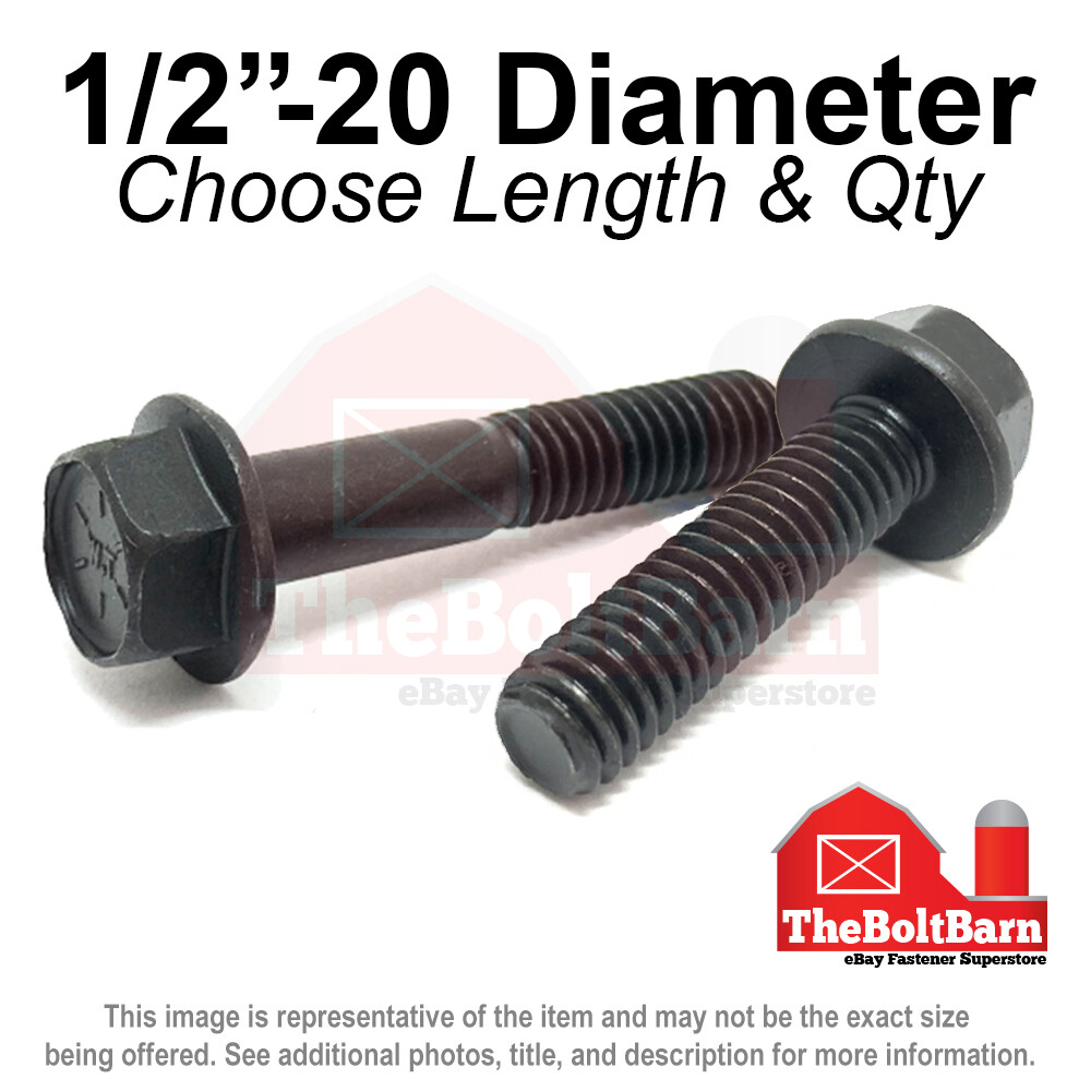 1/2"-20 Grade 8 Hex Flange Screws Frame Bolts Phos Oil (Pick Length & Qty)