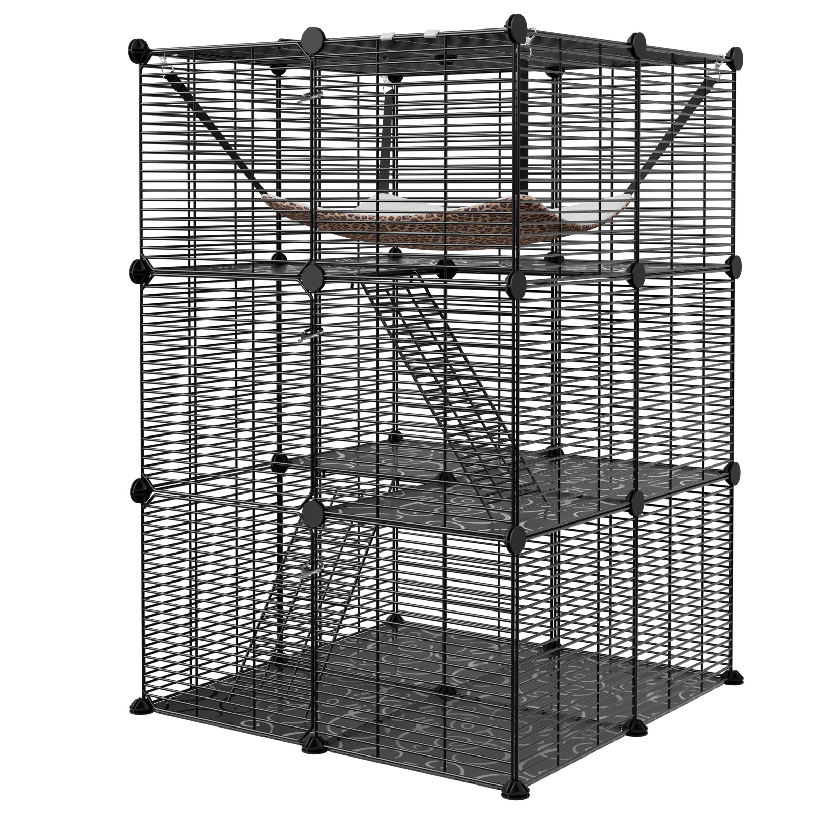 3 Tier Cat Cages Indoor DIY Cat Enclosure Cat Playpen Catio Detachable Metal