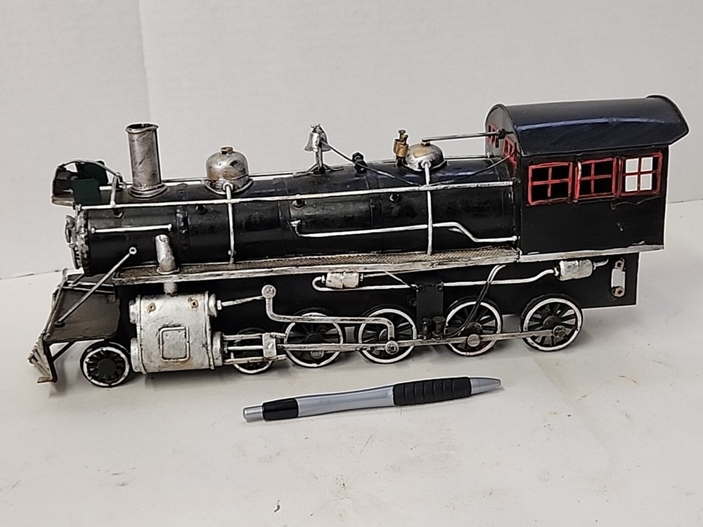 Train Engine Replica Black With Red Decor Rare