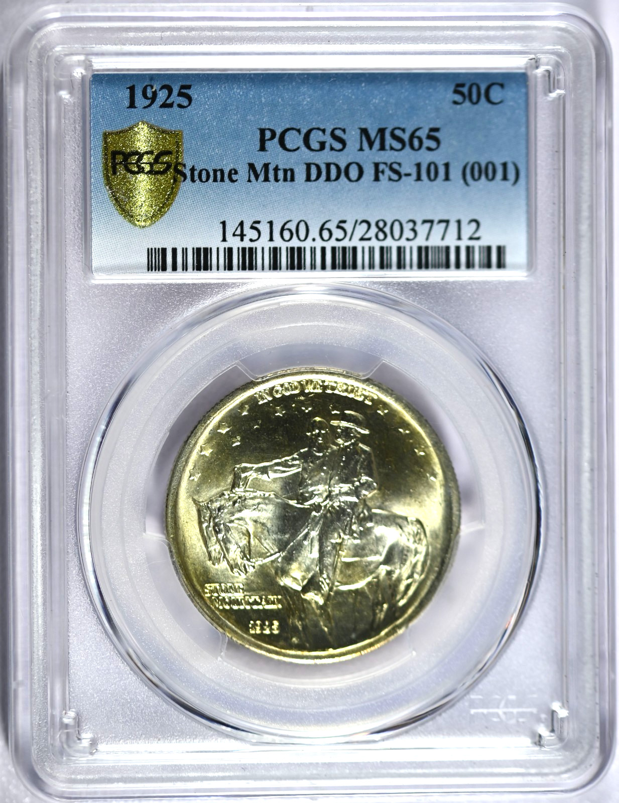 1925-S PCGS MS65 DDO FS-101 (001) Stone Mountain Classic Commem Half-Gold Shield