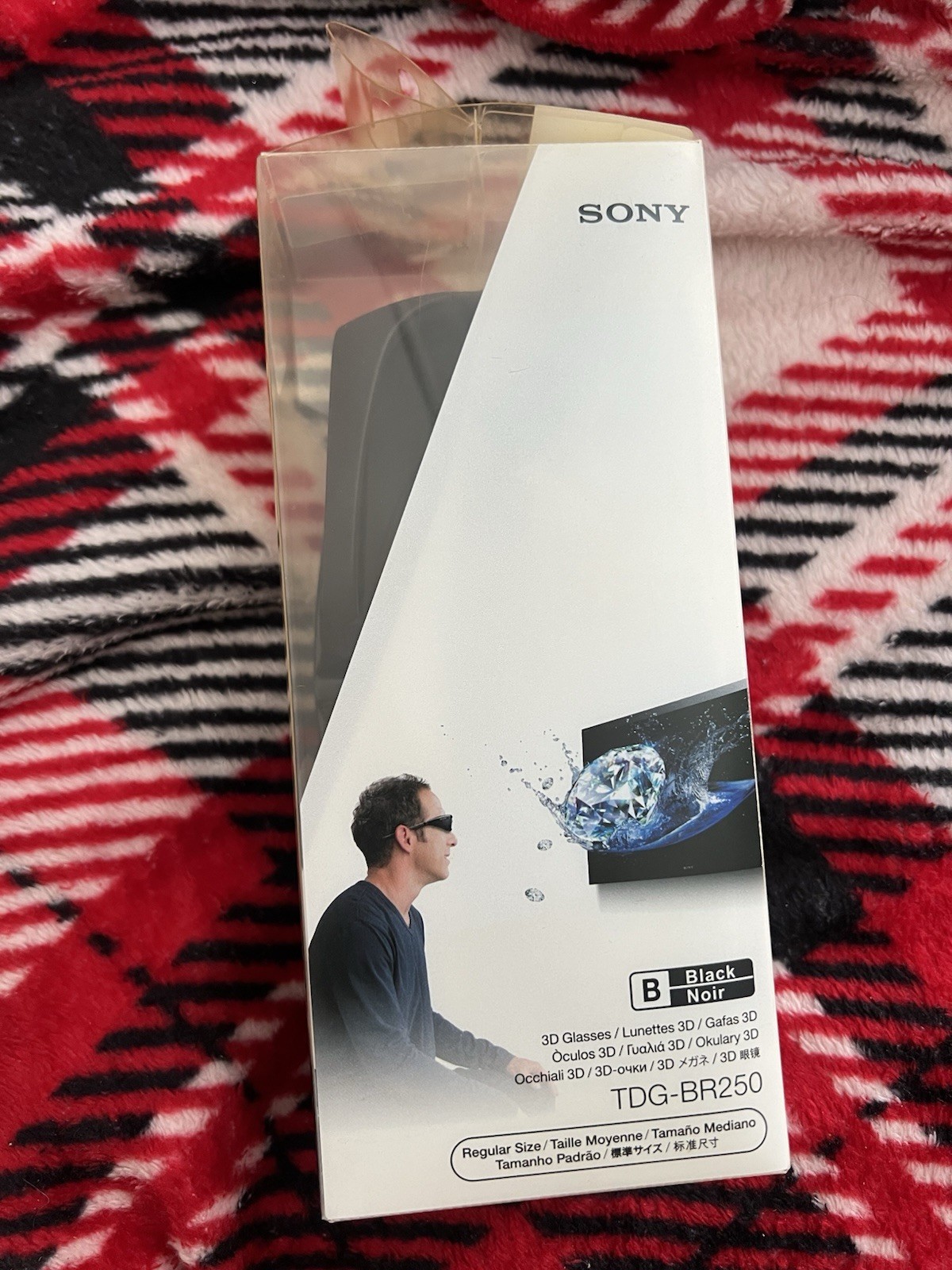 Sony TDG-BR250 TDG-BR250/B 3D Glasses Regular Size Black 2012 Model