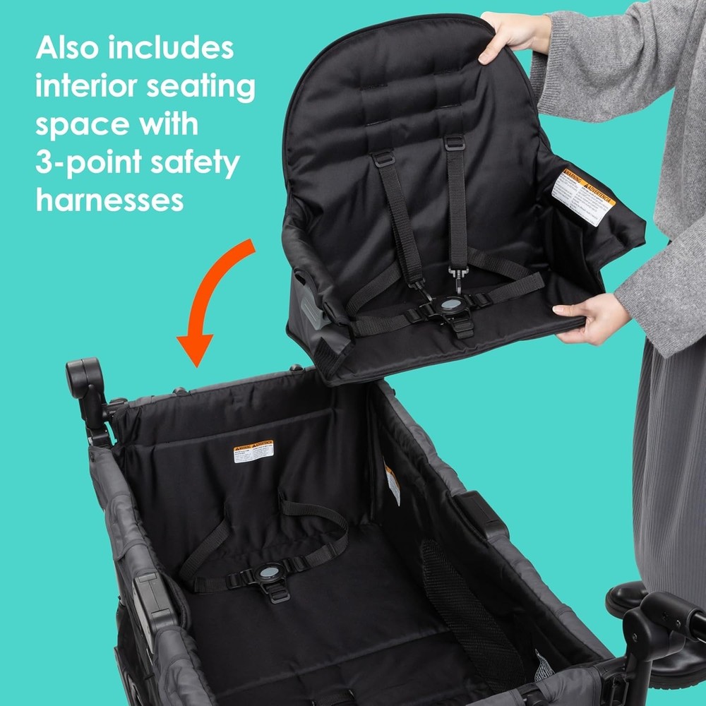 Foldable Stroller Wagon for Children with Adjustable Handle and Storage Basket