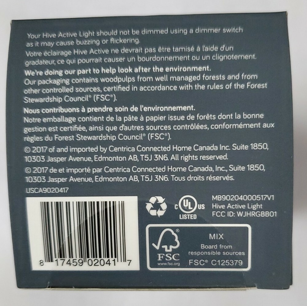 Hive Active Light 9.5W Color Changing Smart Light Bulb - Sealed Box