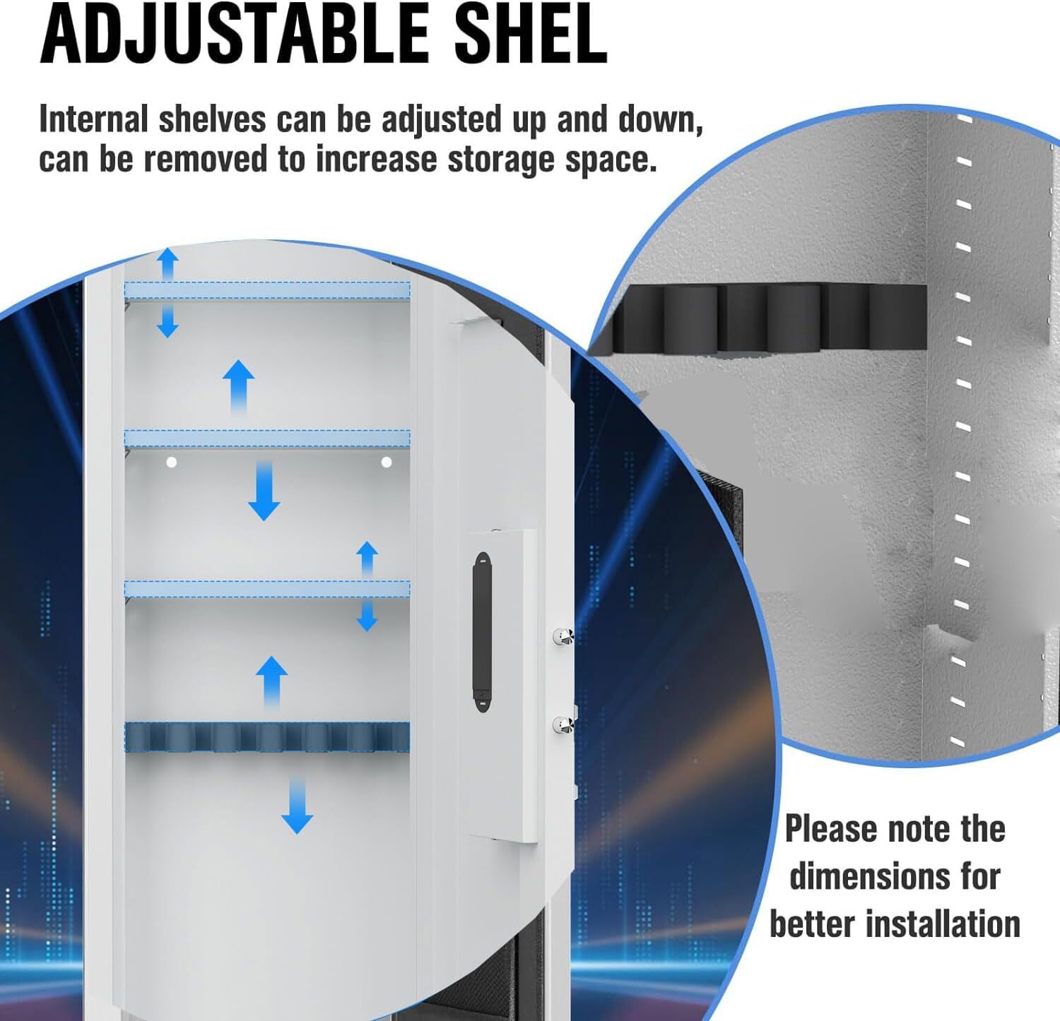 53"Fingerprint In-Wall Safe for Rifles w/Adjustable Shelves,Hidden Wall Gun Safe