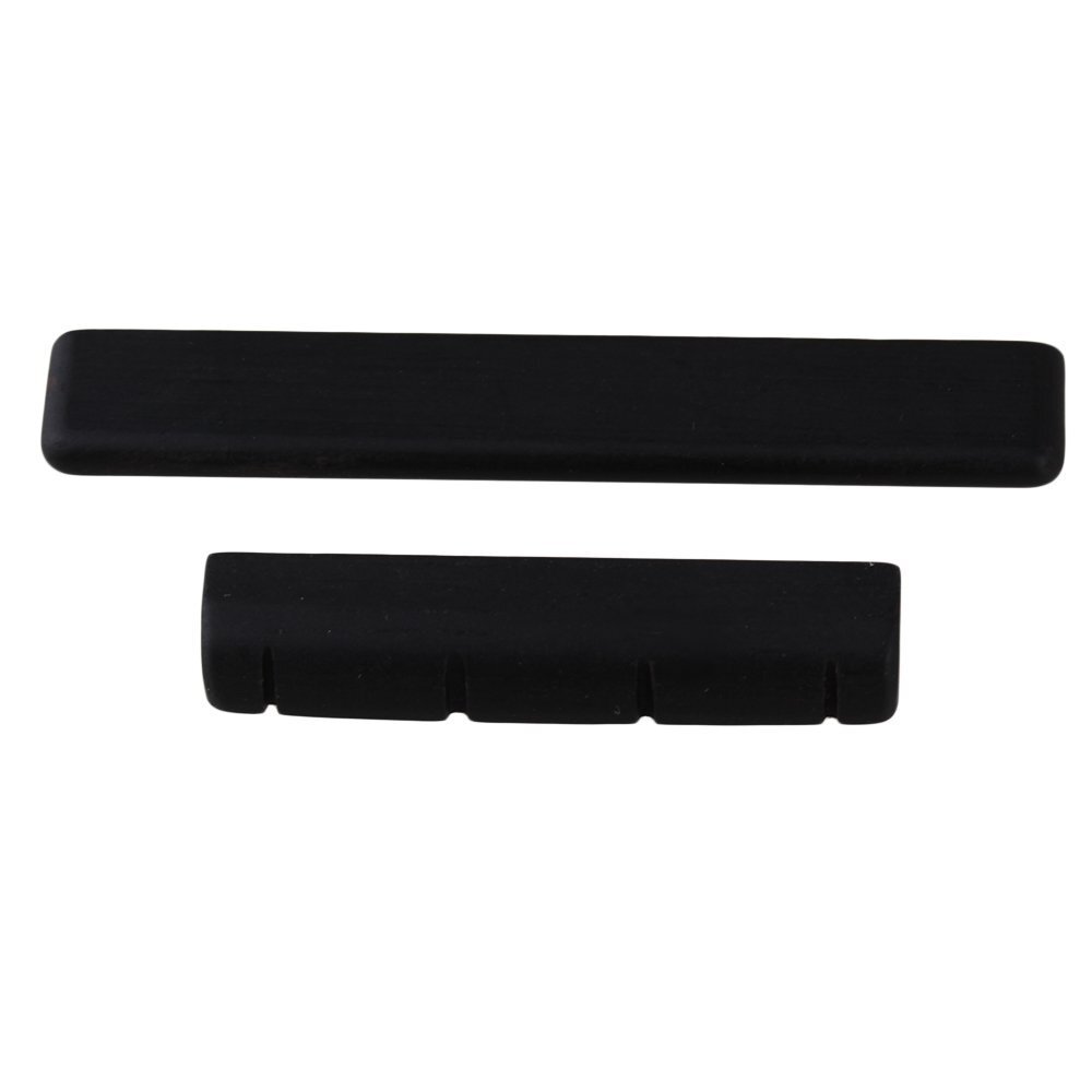 Black 4-string Ukulele Nut and Saddle Ebony