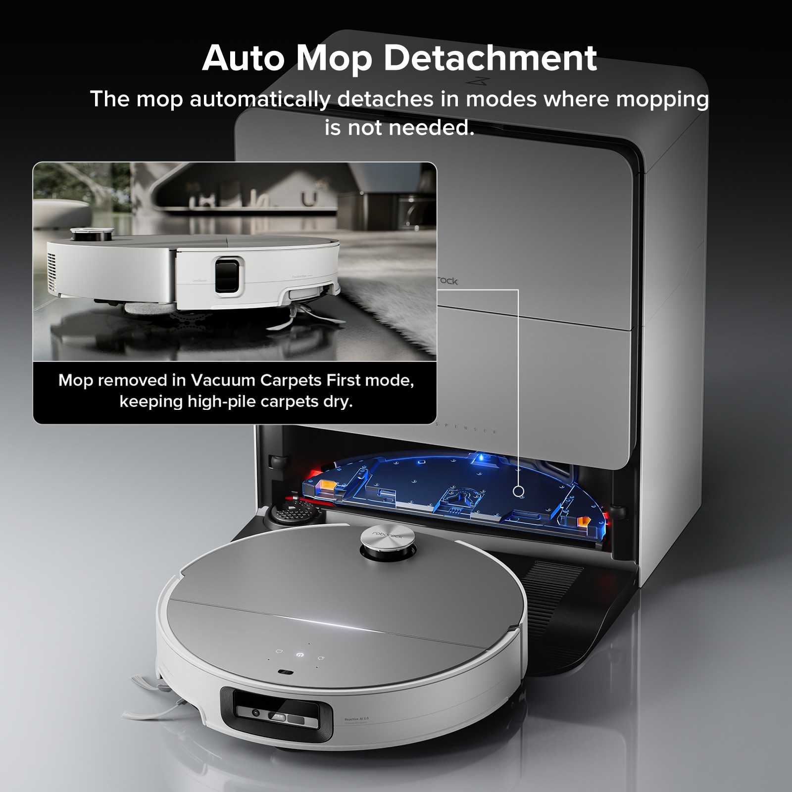 Roborock Saros 10 Robot Vacuum,22000Pa,AI Obstacle Avoidance,Heat-Wash & Dry Mop