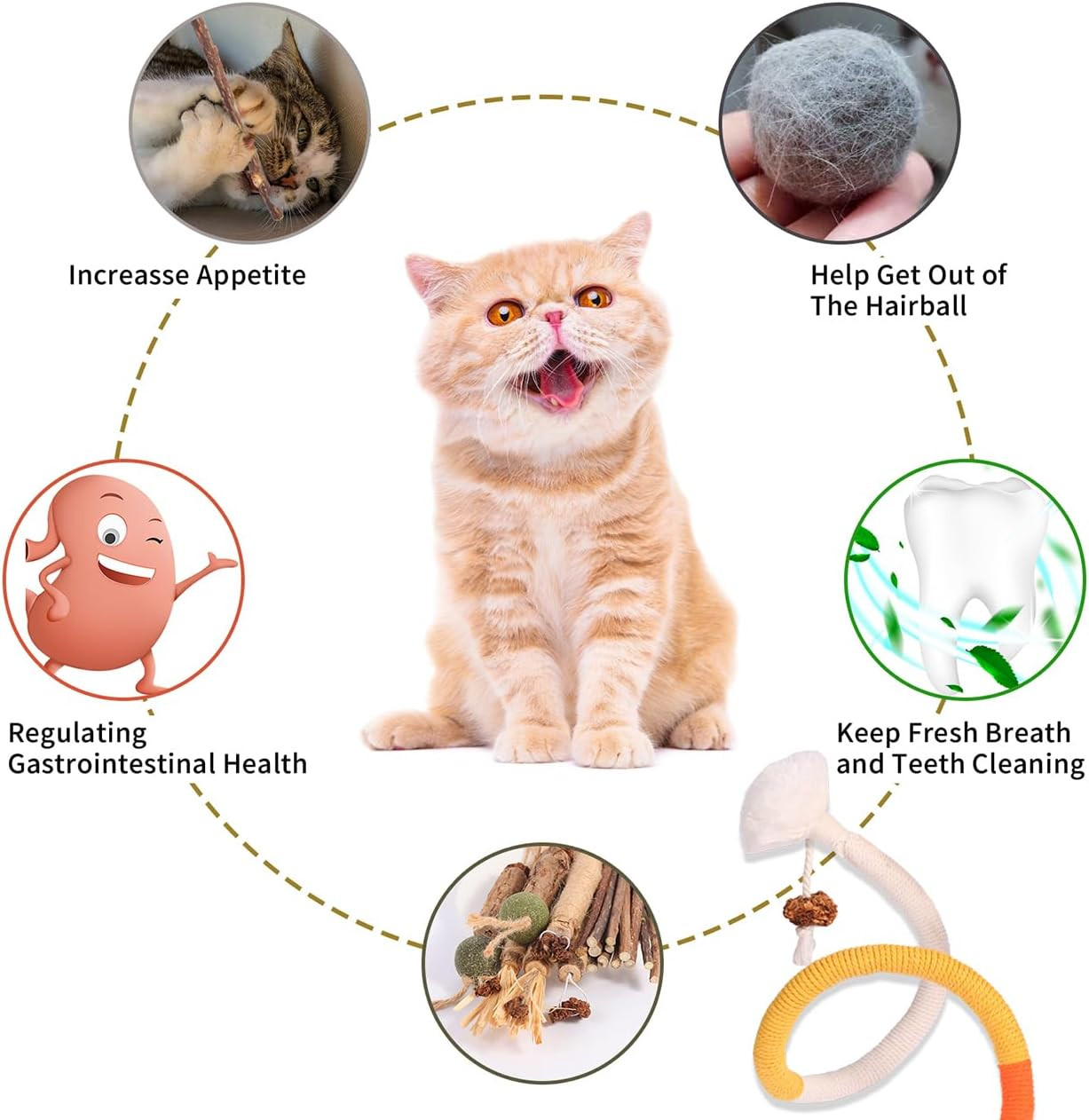 Cat Toys Cat Chew Toys, Silvervine Sticks Catnip Rope Toys for Cats Teeth Cleani