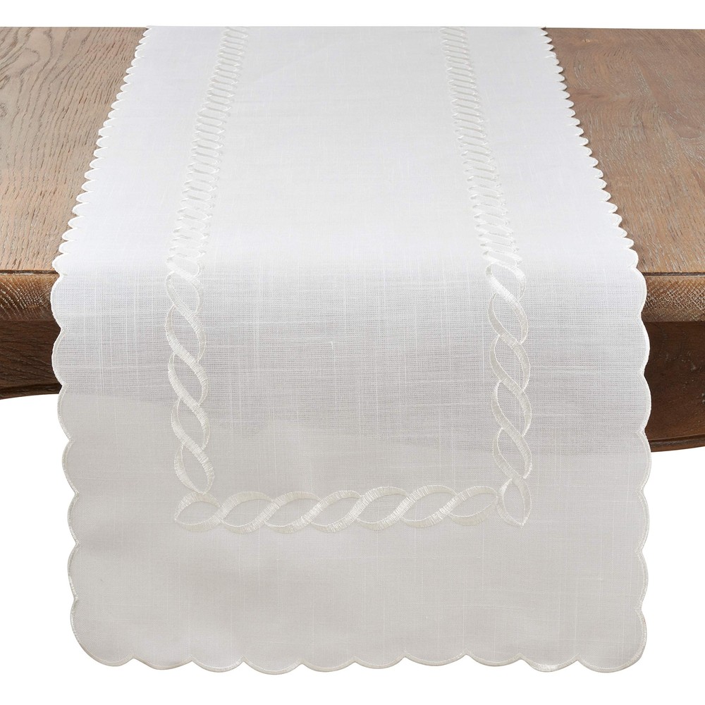Braided Embroidery Table Runner White 16"x68"