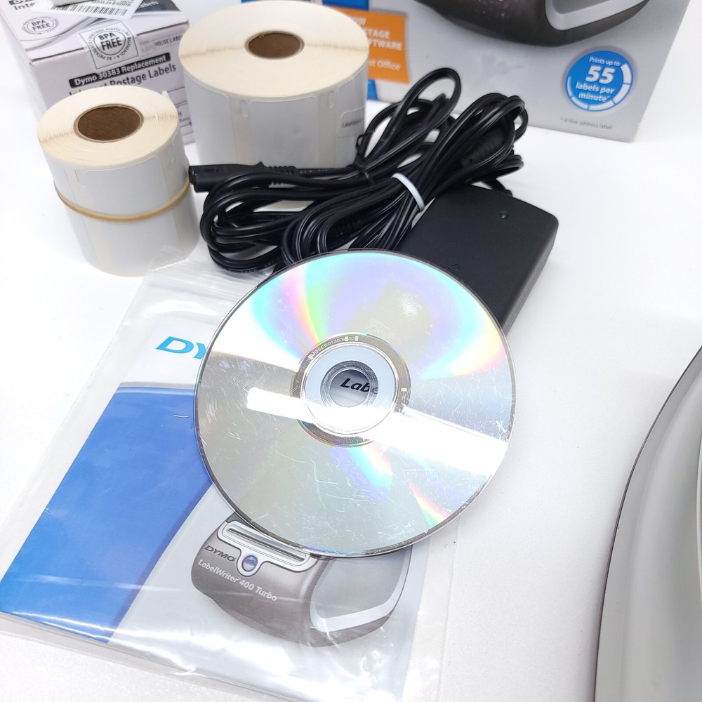 DYMO LabelWriter 400 Turbo Thermal Printer Tested Complete Extra Labels PC Mac
