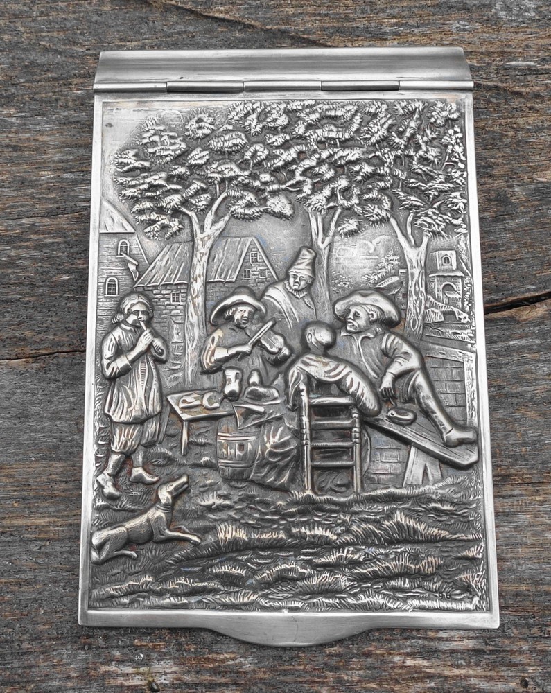 Vintage Danish Silverplate Repousse Notepad Holder