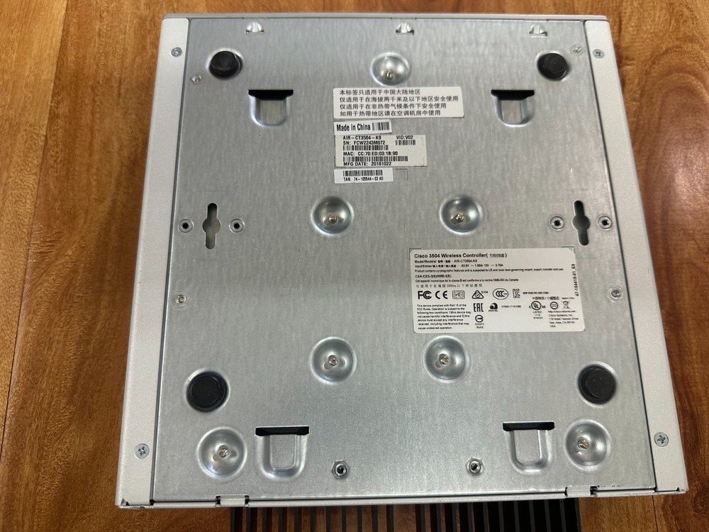 Cisco AIR-CT3504-K9 Wireless Controller No AC Adapter