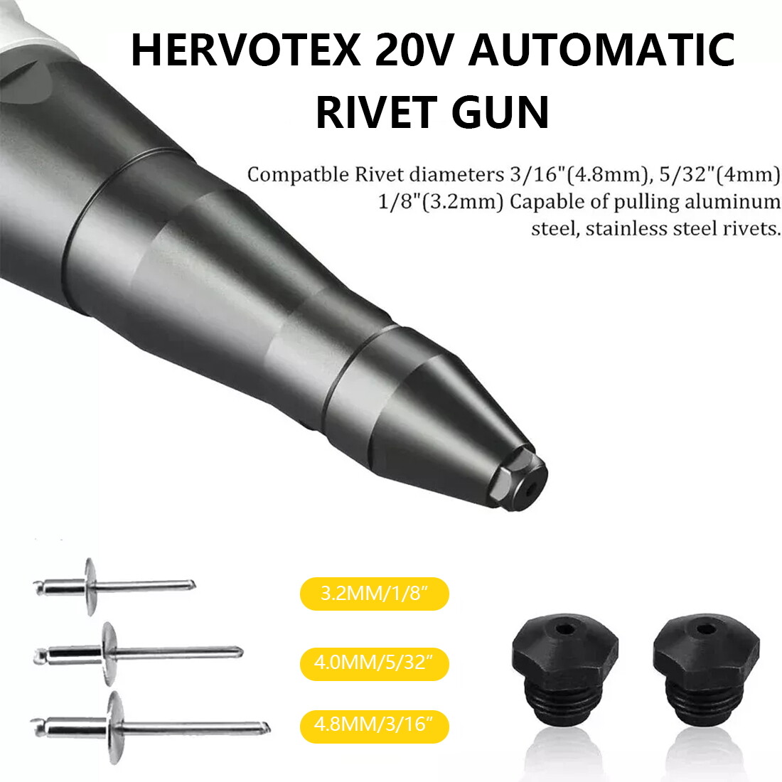 Cordless Brushless Rivet Gun for DeWalt 20V Battery,Electric Rivet Gun Tool Only