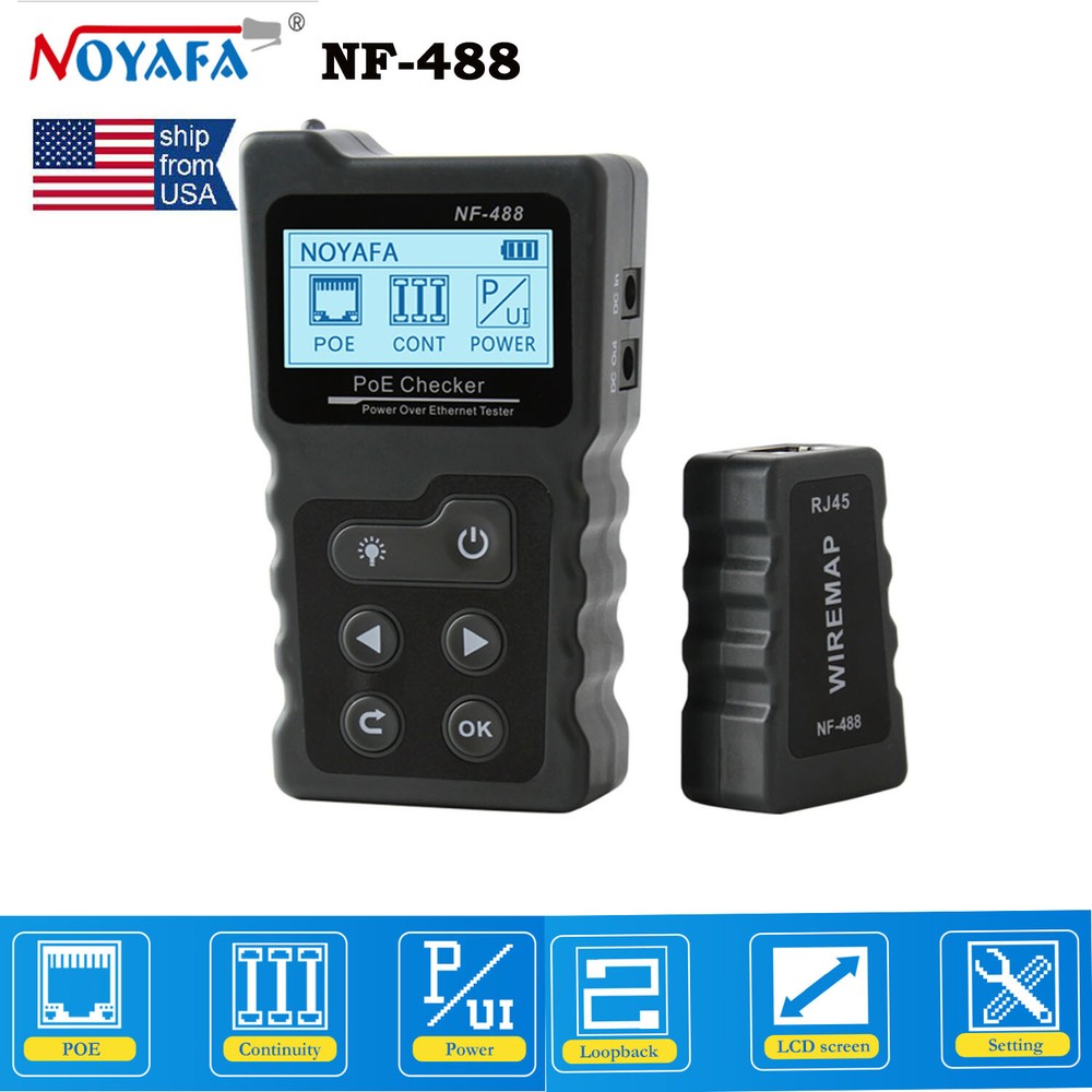 Noyafa PoE Checker NF-488 Network Cable Tester LAN Network Cable PoE Detector