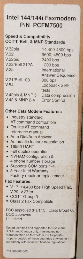 Intel Internal Fax Modem ~ 14,400 bps
