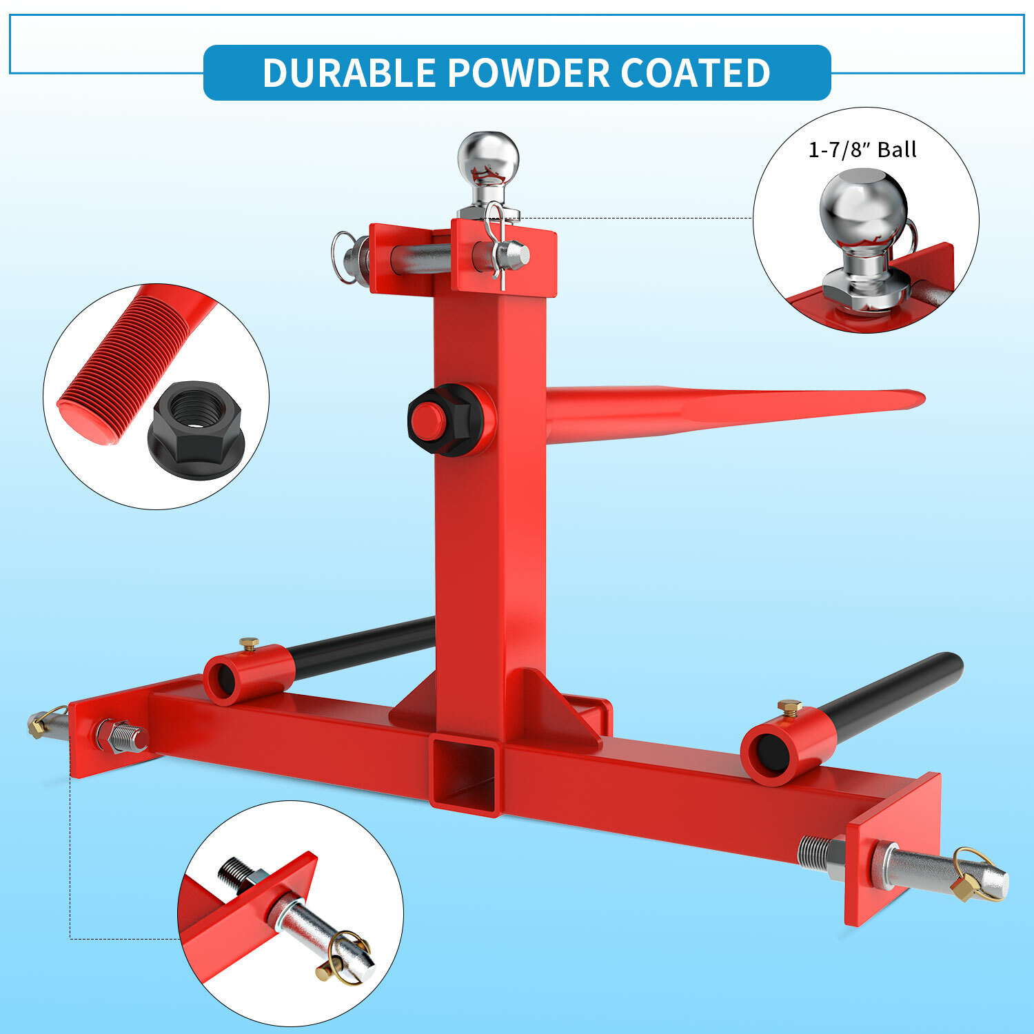 3 Point Hay Bale Spear Trailer Hitch Receiver for Cat 1 Tractors