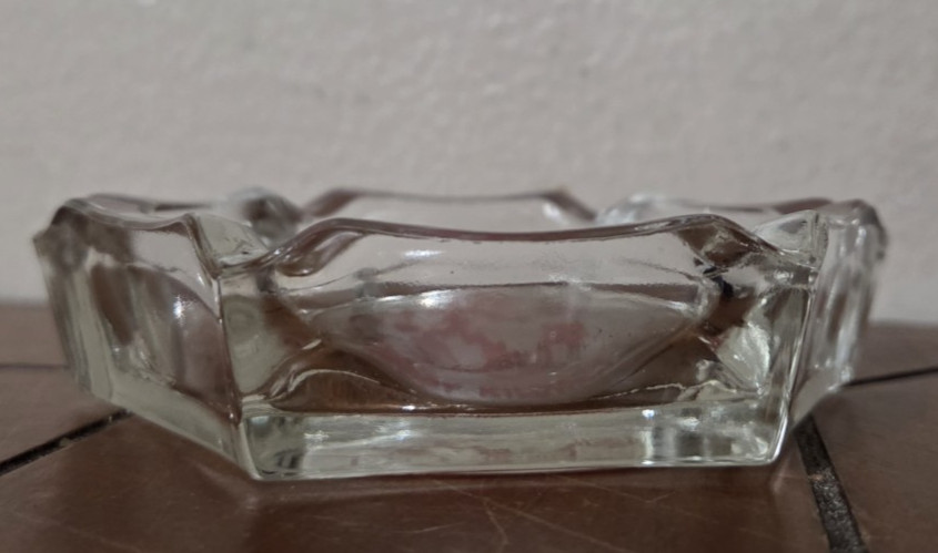 Vintage Reddy Kilowatt Hexagon Glass Ashtray