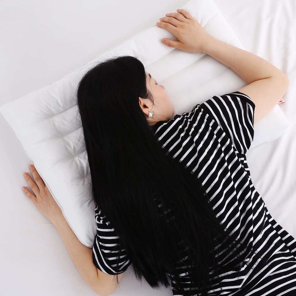 HOMBYS Ultra Thin Flat Pillow for Sleeping, Standard, White