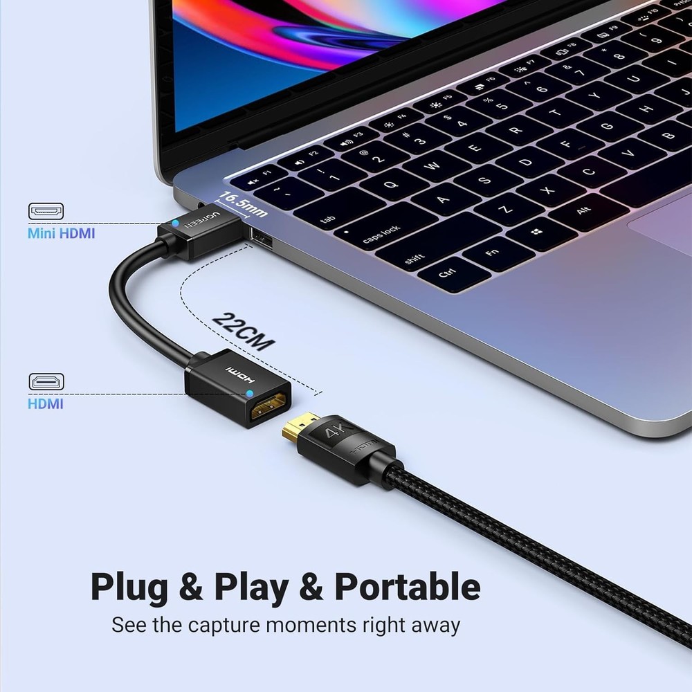 Versatile Mini HDMI to HDMI Adapter - Connects Raspberry Pi, Cameras & More
