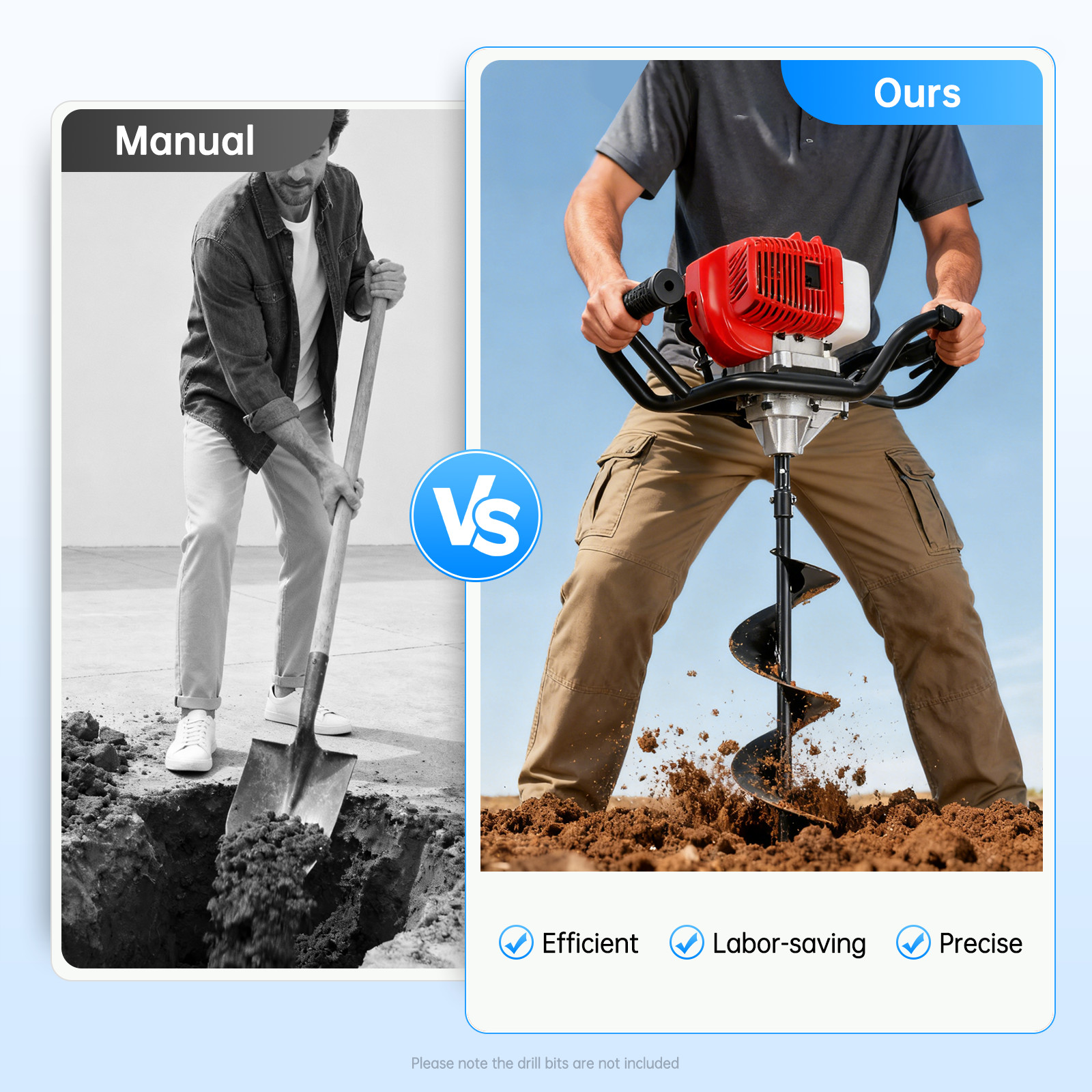 52CC 2-Stroke 2HP Gas Powered Earth Auger Post Hole Digger