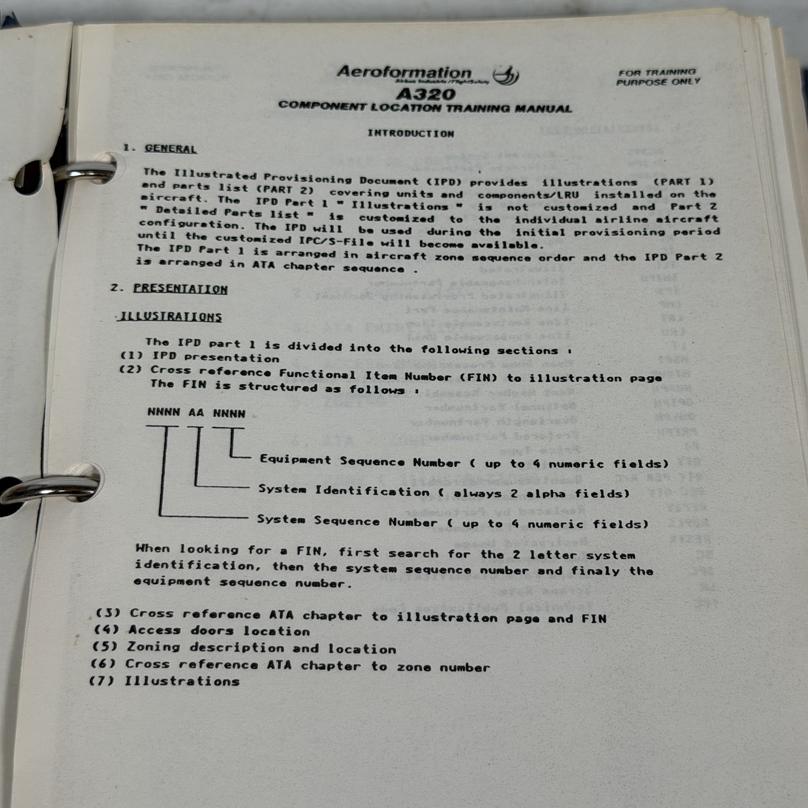 A320 Component Location Training Manual Aeroformation 1986 Airbus Binder