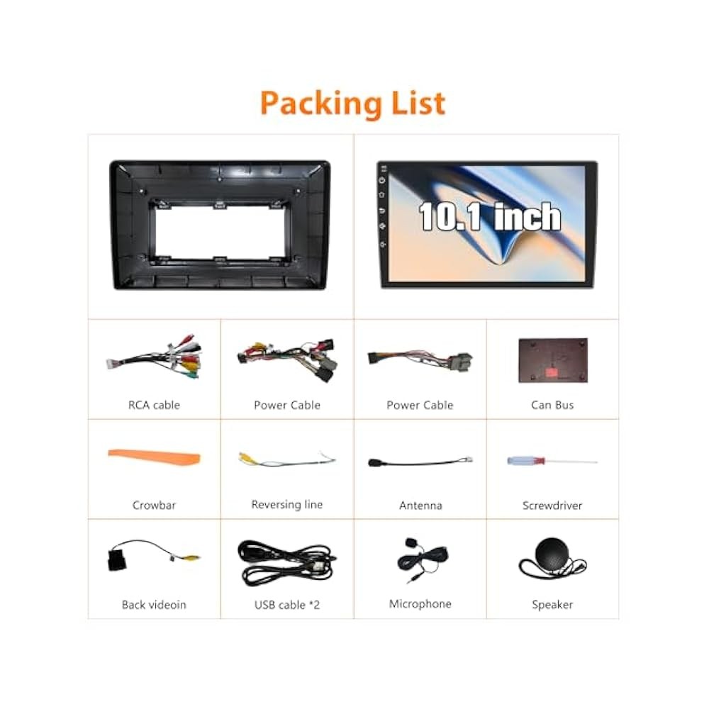 For Wireless CarPlay Android Auto Stereo w 10 Inch Touch Screen & Backup Camera