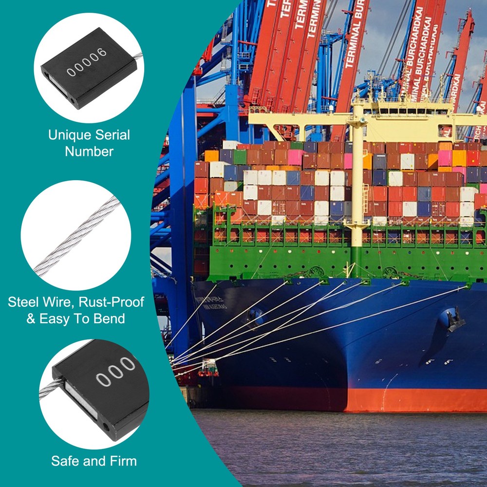 100Pcs Security Cable Seals 13" Numbered Tamper Proof Seal Self Locking Black