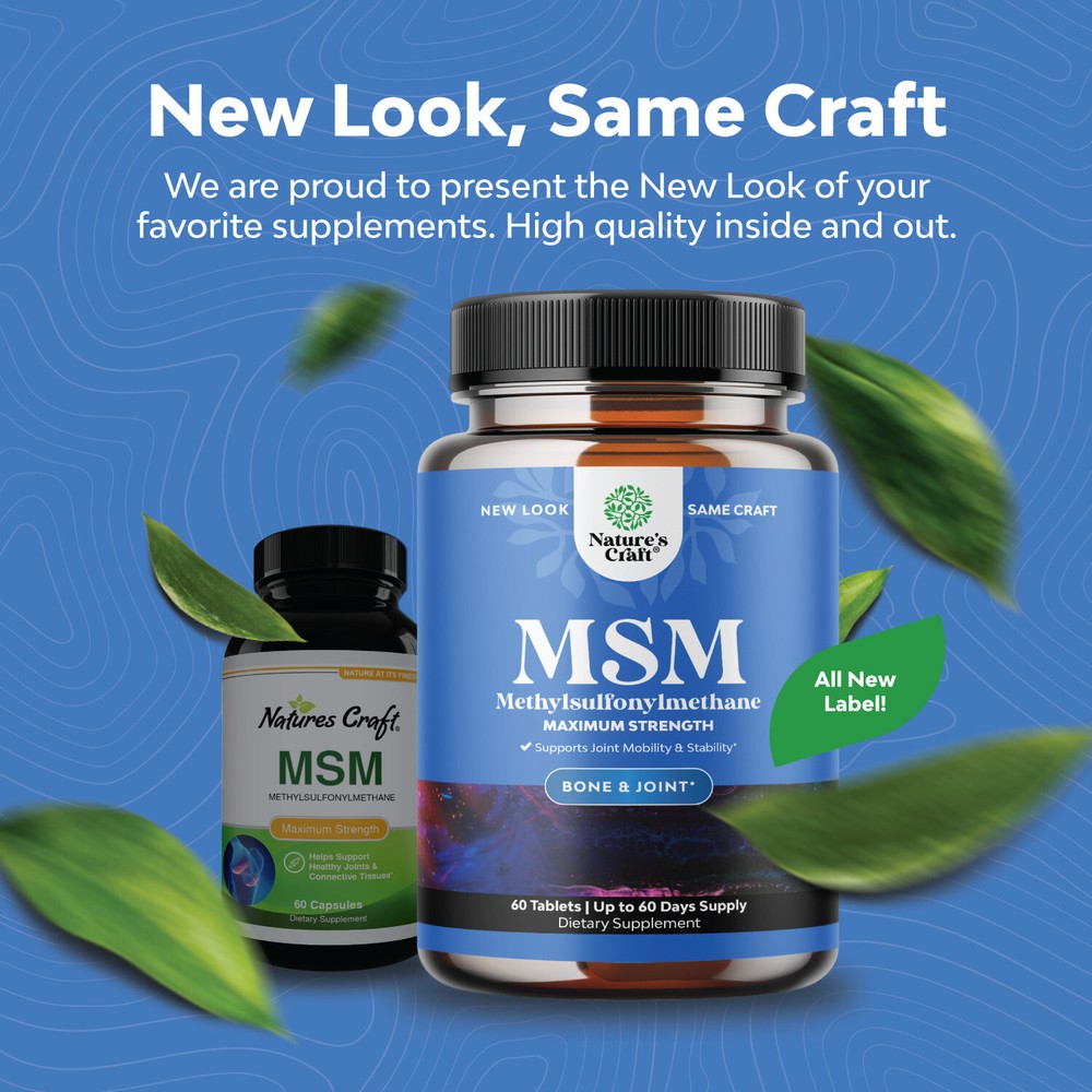 Pure MSM Supplement Tablets Joint Support for Increased Flexibility