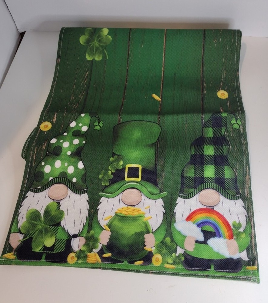 Leprechaun Gnomes St Patrick's Table Runner 90" Long