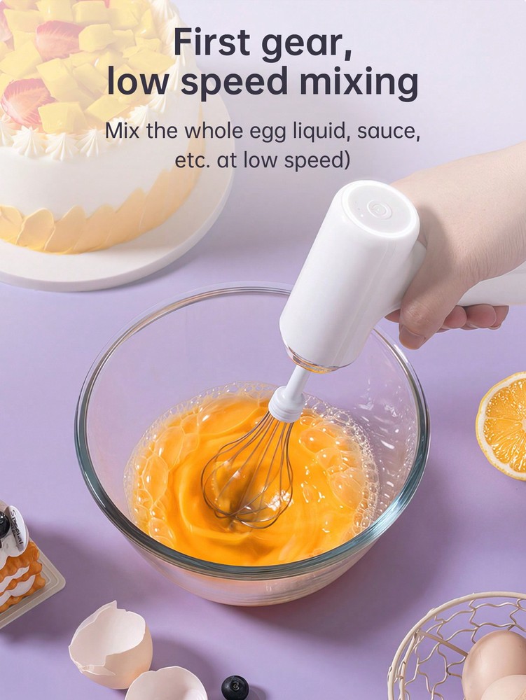 1pc Rechargeable Handheld Electric Egg Beater, Wireless Automatic Adjustable Gea