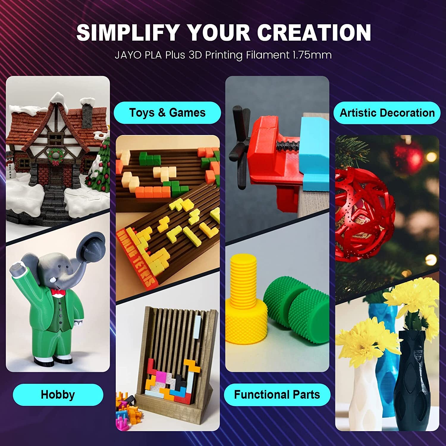 [BUY 6 PAY 4]JAYO 1.1KG PLA Meta PETG SILK PLA+ ABS 3D Printer Filament 1.75mm