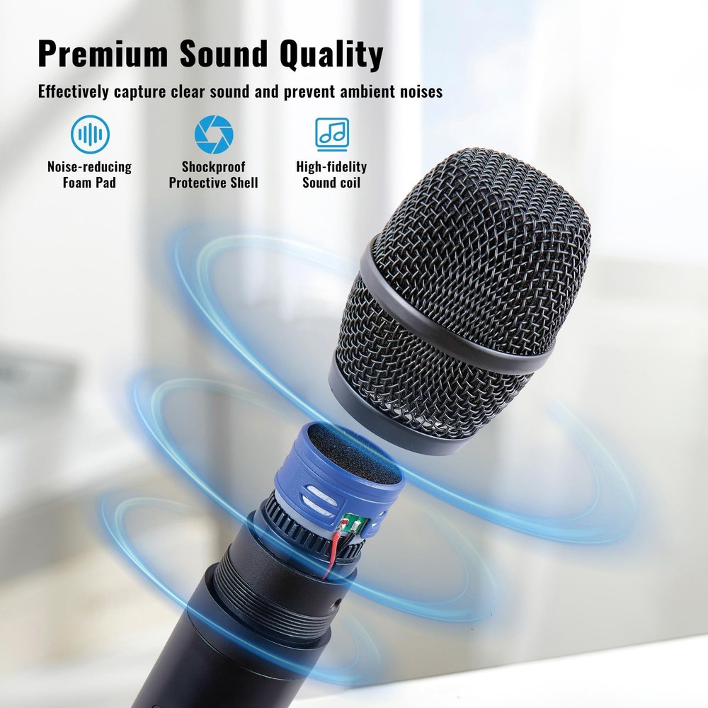 Microphone for Singing Wireless Microphone System Dual Professional Cordless ...