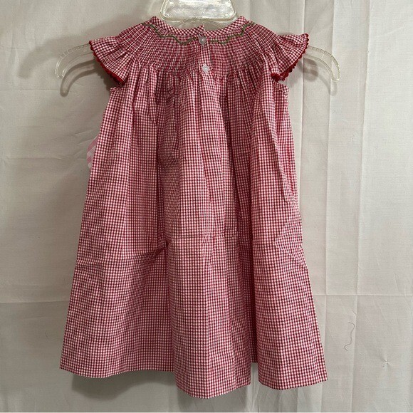 Classic Whimsy Girls Strawberry & Vine Smocked Gingham Red Checked Dress