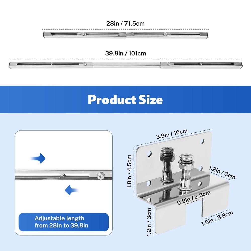 Undermount Sink Supports Brackets, 28-39.8 inches Adjustable Support Pole, He...