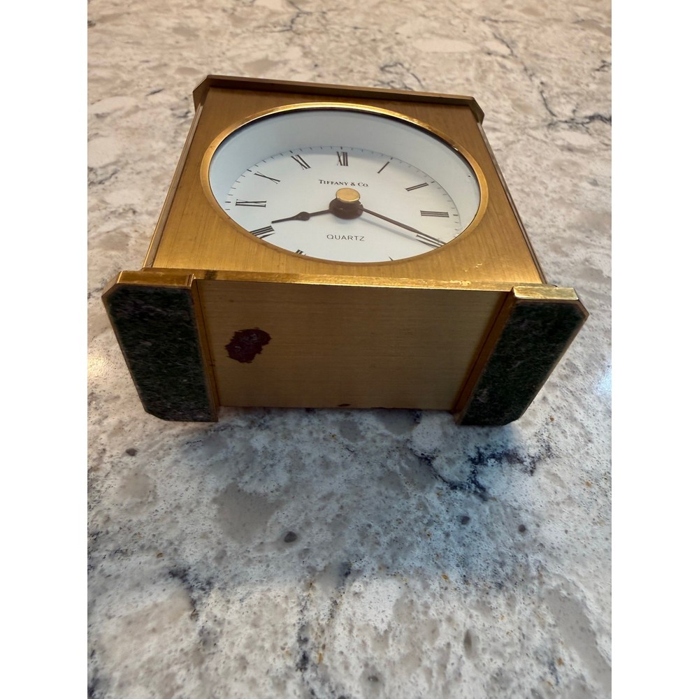 Solid Brass Tiffany & Co Swiss Quartz Desk Clock 3"