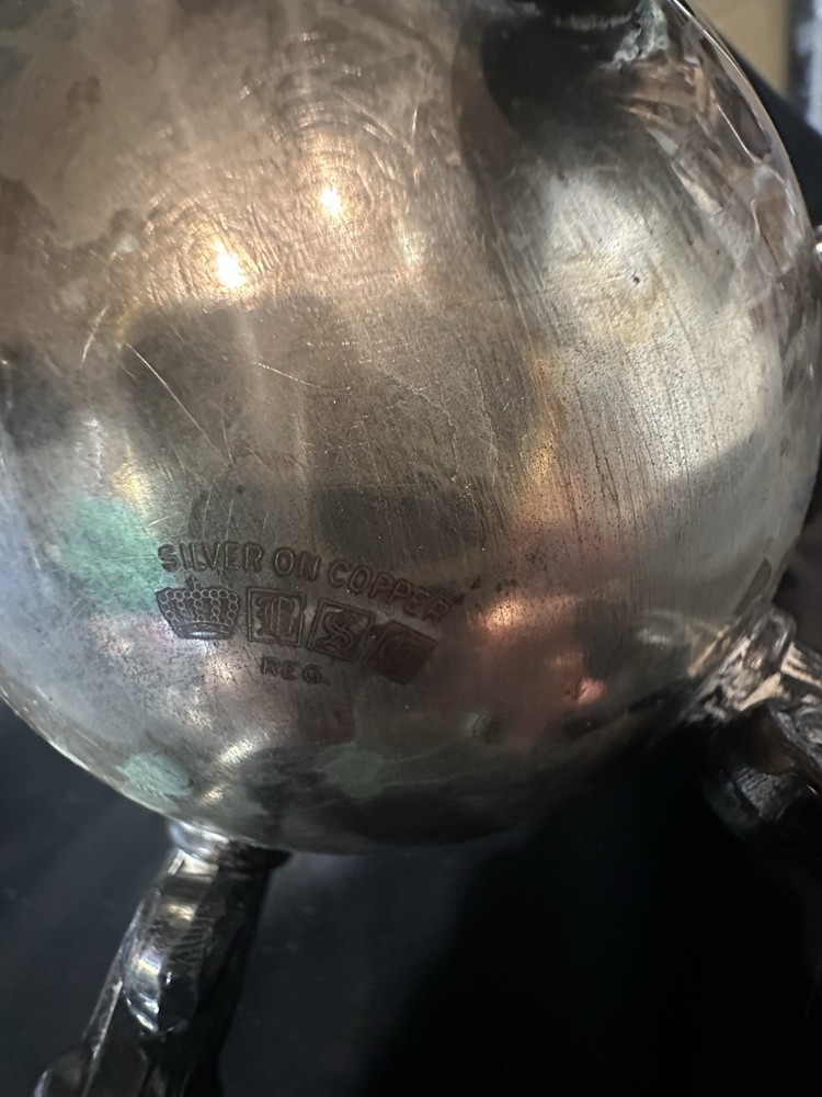 Vtg. Birmingham Silver Co. Silver on Copper 4 Piece Silver Plated Tea Set BSC